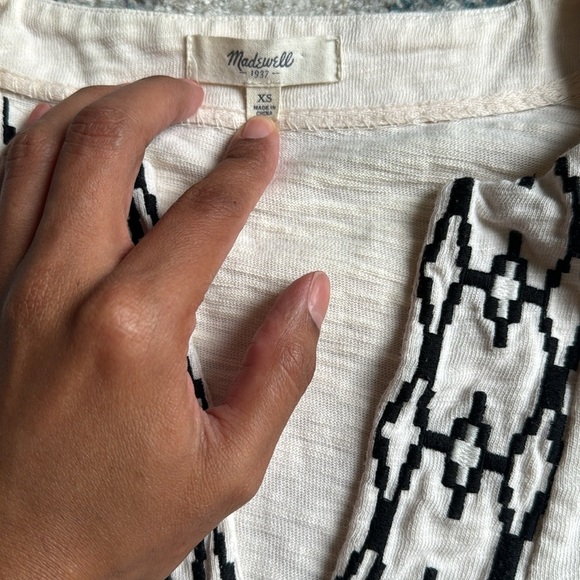 MADEWELL Boxstitch Slub Embroidered White Top Size XS - Picture 4 of 10